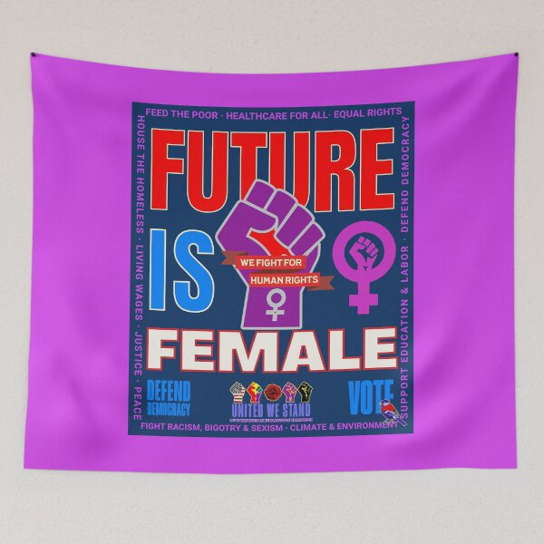Item preview, PMD00980 Progressive Movement Designs patriotic American Future is Female design shows support for feminists feminism democracy progressive goals for Progressives Democrats Independents Liberals designed and sold by ProgressiveLeft.