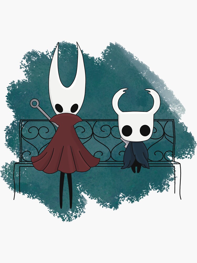 Hollow Knight and Hornet on Bench Teal Sticker for Sale by WoodworkedSmile