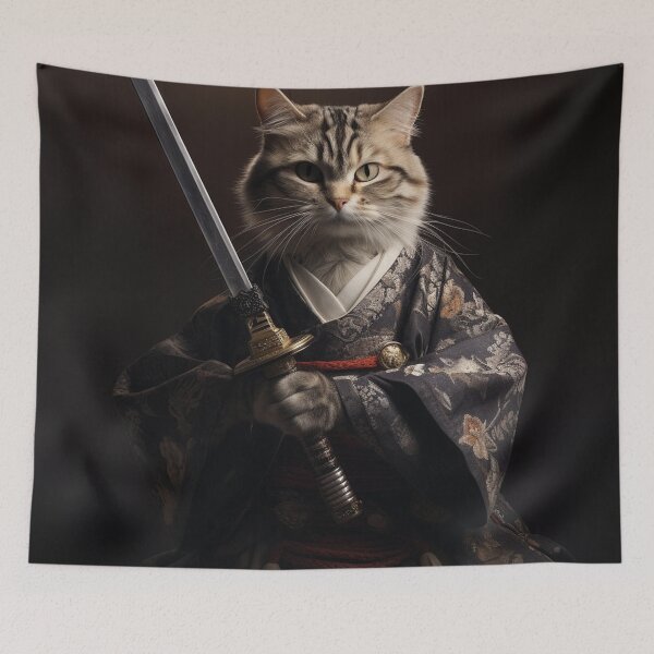 Item preview, japanese katana cat designed and sold by Monicaedwards.