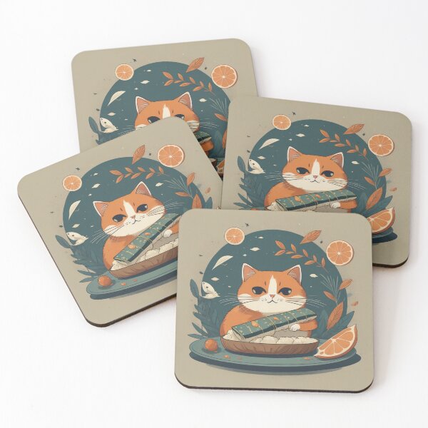 Item preview, Cat Sushi ilustration  designed and sold by janiceramosS.