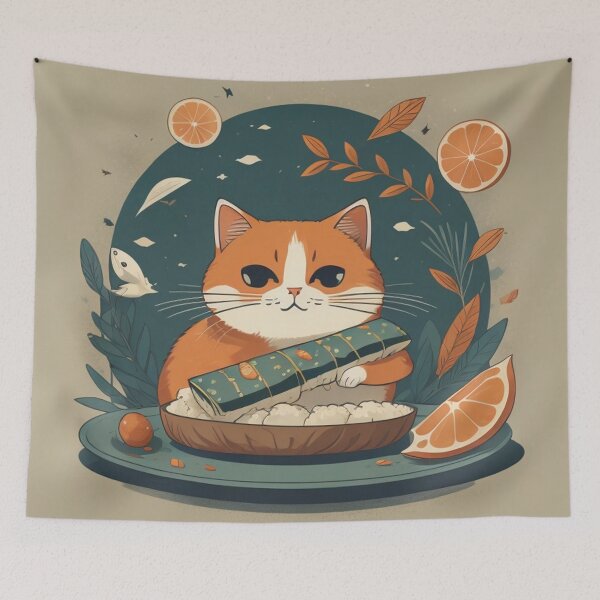 Item preview, Cat Sushi ilustration  designed and sold by janiceramosS.