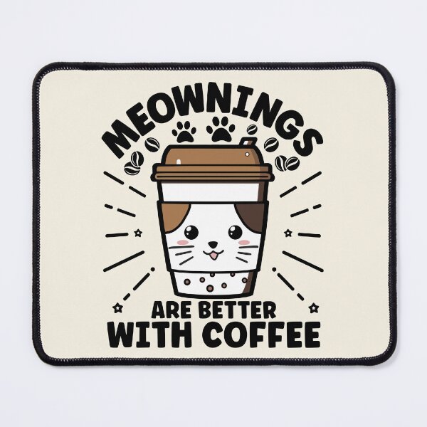 Item preview, Meownings Are Better with Coffee| Cute Brown Coffee Cat - Beige designed and sold by PearlMoonGrapes.