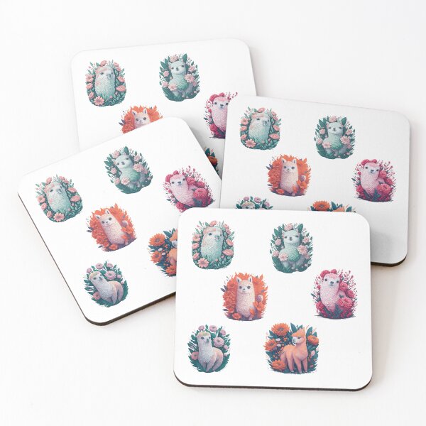 Item preview, Pack of 6 floral designs of cute Peruvian alpacas designed and sold by creativo21.