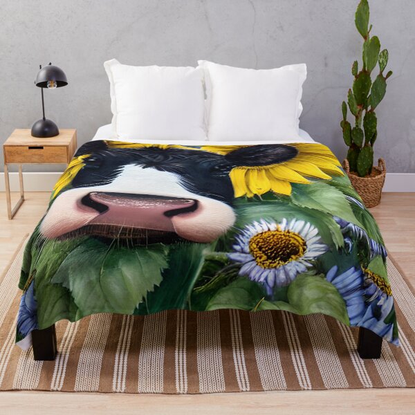 Item preview, Cow and Happy Sunflowers designed and sold by purplesensation.