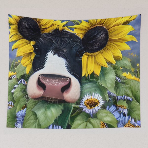 Item preview, Cow and Happy Sunflowers designed and sold by purplesensation.