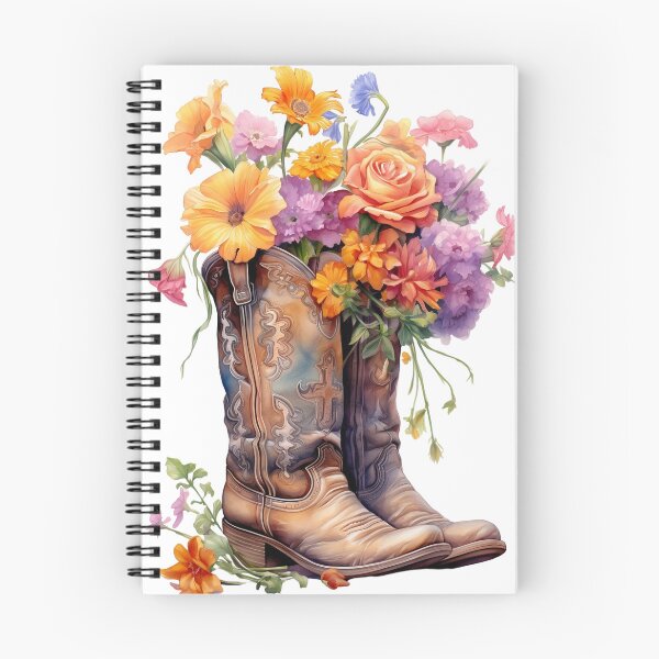 Item preview, Watercolor Cowboy Boots with Blooming Flowers designed and sold by ShopWilPrints.