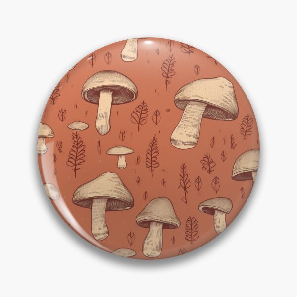 Item preview, Whimsical Boho Fungi White Mushrooms in Orange Harmony designed and sold by MuseMavenDesign.