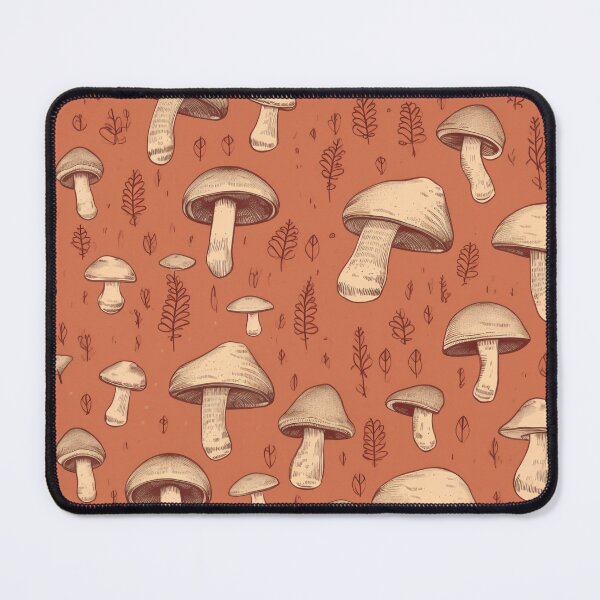 Item preview, Whimsical Boho Fungi White Mushrooms in Orange Harmony designed and sold by MuseMavenDesign.
