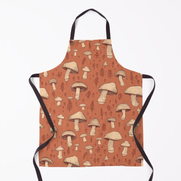 Item preview, Whimsical Boho Fungi White Mushrooms in Orange Harmony designed and sold by MuseMavenDesign.