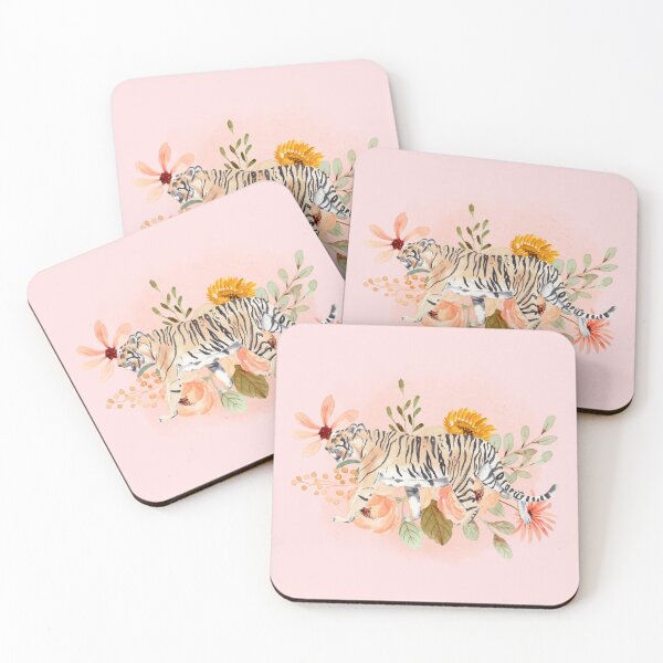 Item preview, Watercolor tiger with floral designed and sold by watercolorpic.