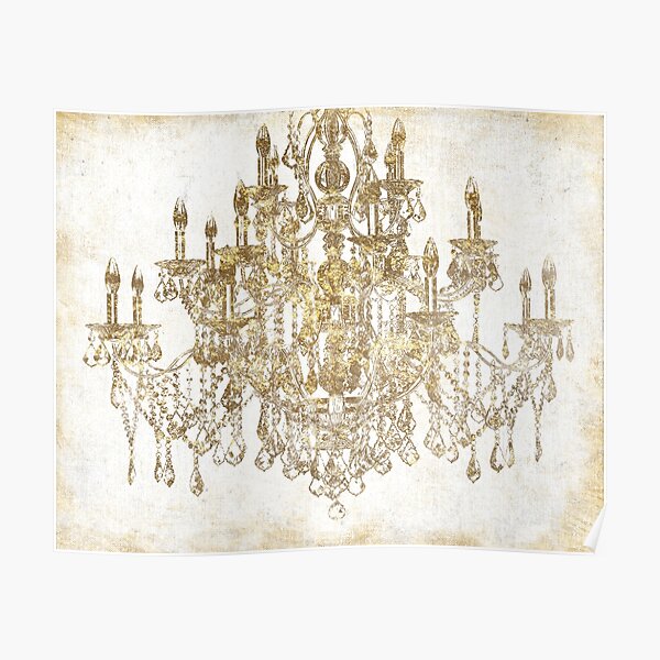 Distressed Gold Chandelier Poster