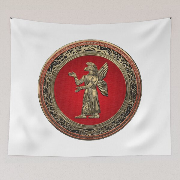 Item preview, Sumerian Deities - Gold God Ninurta over White Leather designed and sold by Serge Averbukh Art Studio.