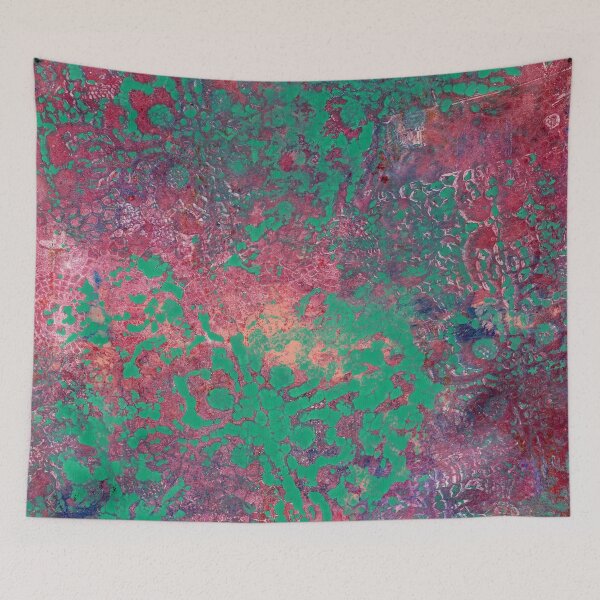 Item preview, Teal Pink Texture Tile Print designed and sold by JoanneHerrmann.