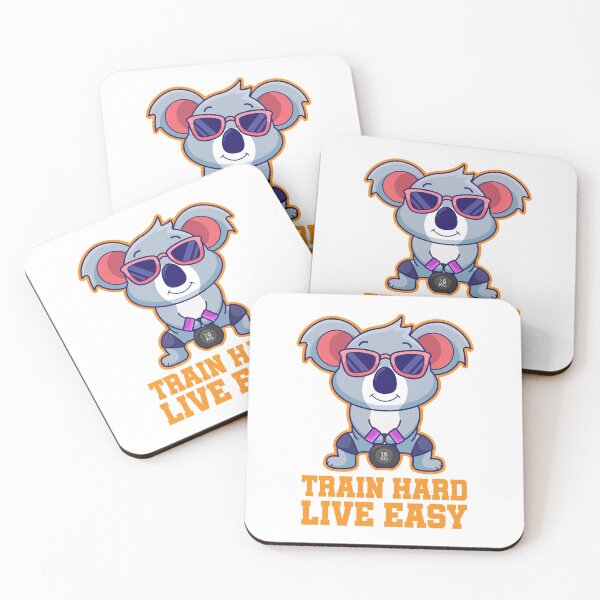 Item preview, Train hard live easy, cute cartoon koala bodybuilding, Exercises to Build Strength and Muscle designed and sold by Design_for_merch.