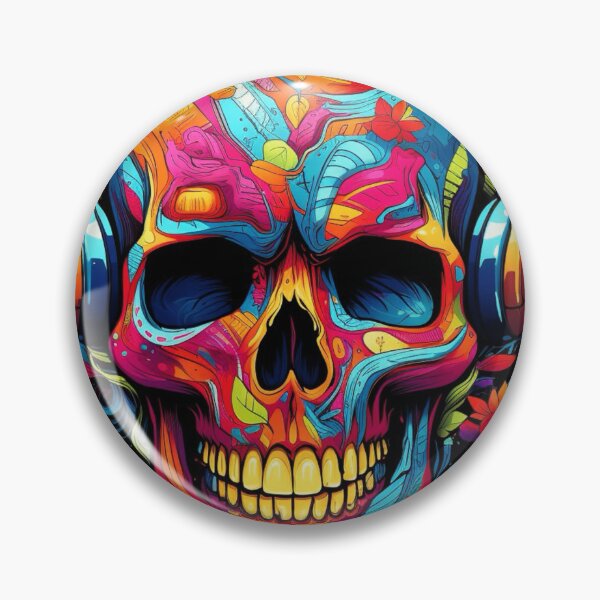 Item preview, Calavera colorida con auriculares designed and sold by EliteShadow.
