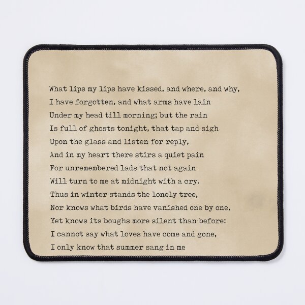 Item preview, What Lips My Lips Have Kissed - Edna St. Vincent Millay Poem, Literature, Typewriter Print - Vintage designed and sold by Studio Grafiikka.