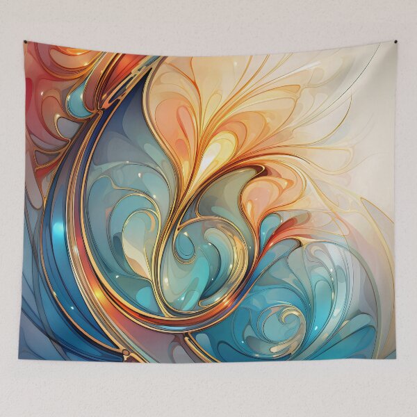 Item preview, Contemporary Strokes IX: Exploring the harmony of Art Nouveau in an abstract painting with vibrant colors and geometric shapes. designed and sold by InsaneLEDP.