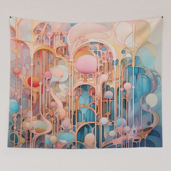 Item preview, Contemporary Strokes XII: Exploring the harmony of Art Nouveau in an abstract painting with vibrant colors and geometric shapes. designed and sold by InsaneLEDP.