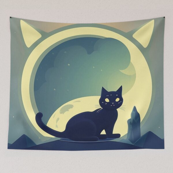 Item preview, Black cat moon designed and sold by Roxburylane.