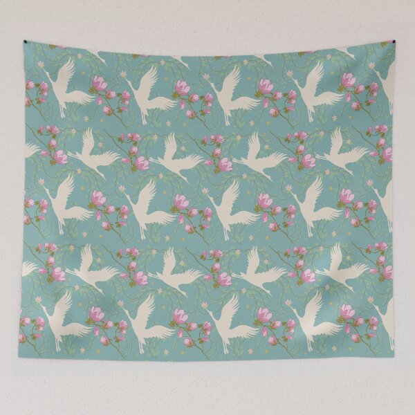 Aperçu de l'œuvre Grues volantes et magnolias créée et vendue par AveryArtLoft.