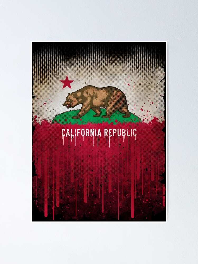 Vintage California Flag T-Shirt - Heavy Distressed Textures Vintage California Flag T-Shirt - Heavy Distressed Textures