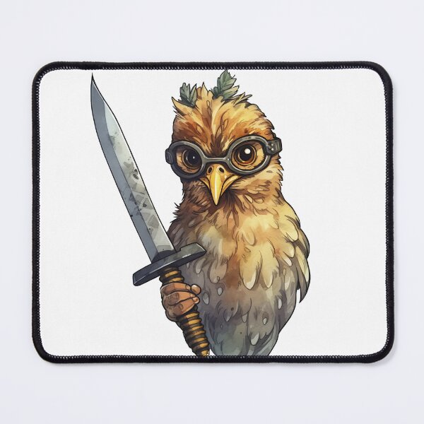 Item preview, Comic chicken chick with a knife. Meme chicken designed and sold by Anastasiia Yurevych.