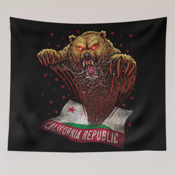 Item preview, California angry bear flag designed and sold by lillyrise.