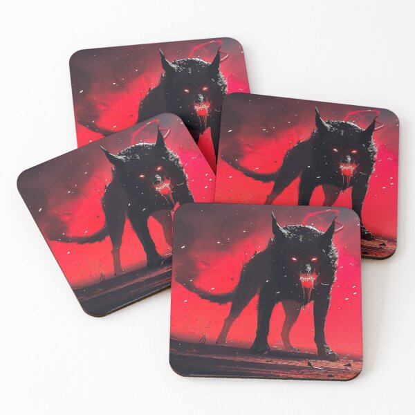 Item preview, Spooky black dog with red eyes in red mist  designed and sold by TomFrontierArt.