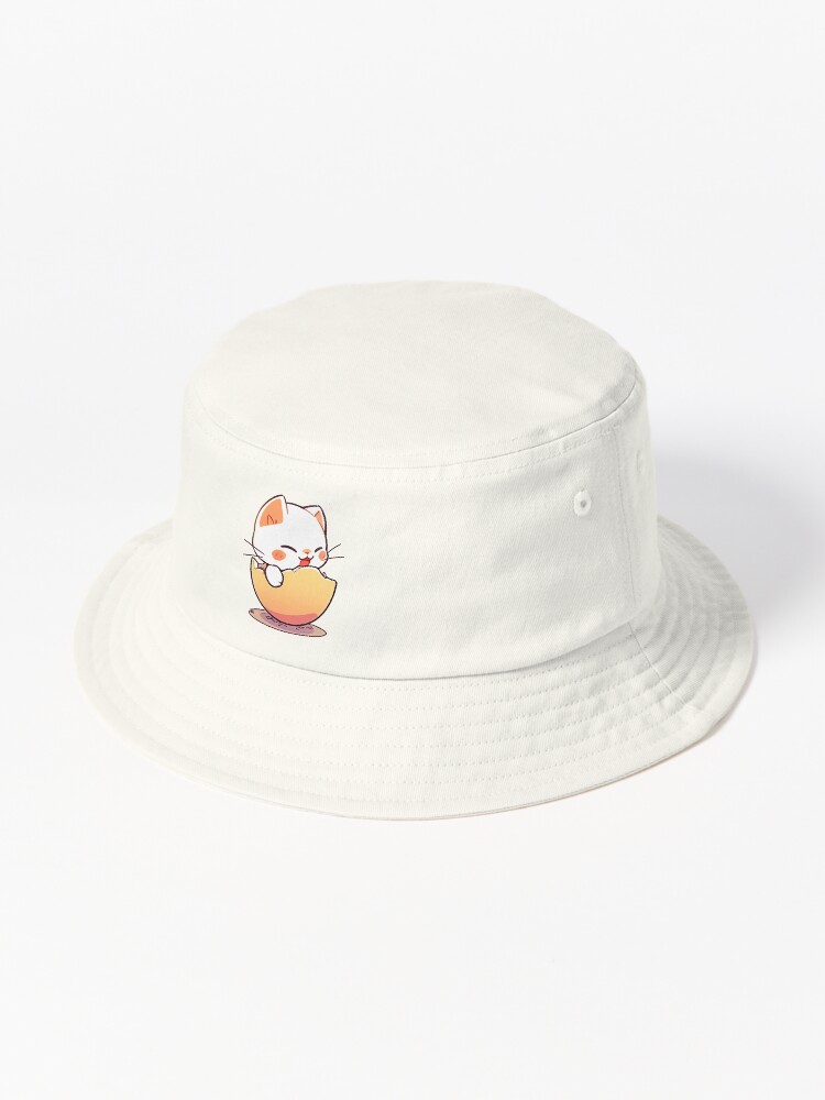 Cute Cat in the egg Bucket Hat for Sale by HappyCuteCat