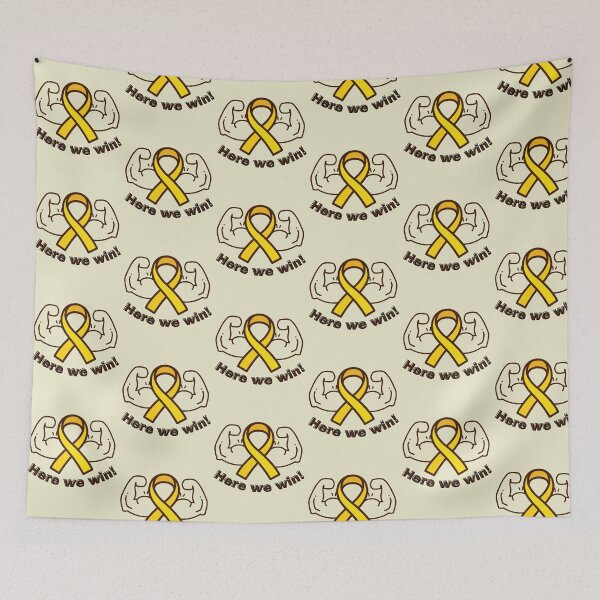 Item preview, Here we win! Sarcoma cancer awareness, Bone cancer awareness, Yellow ribbon awareness designed and sold by Joyamotion.