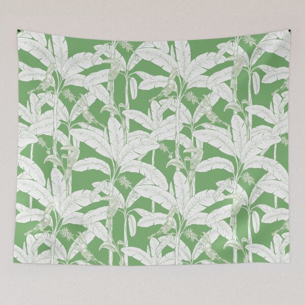 Item preview, tropical rainforest banana tree with toucan lovers designed and sold by letsgow8th.