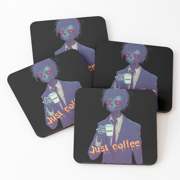 Item preview, Just coffee spooky zombie drink coffee cartoon designed and sold by TomFrontierArt.