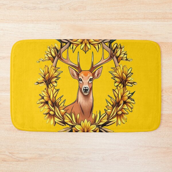 Item preview, A White Tailed Deer Surrounded By Goldenrod Nebraska State Tattoo Art designed and sold by taiche.