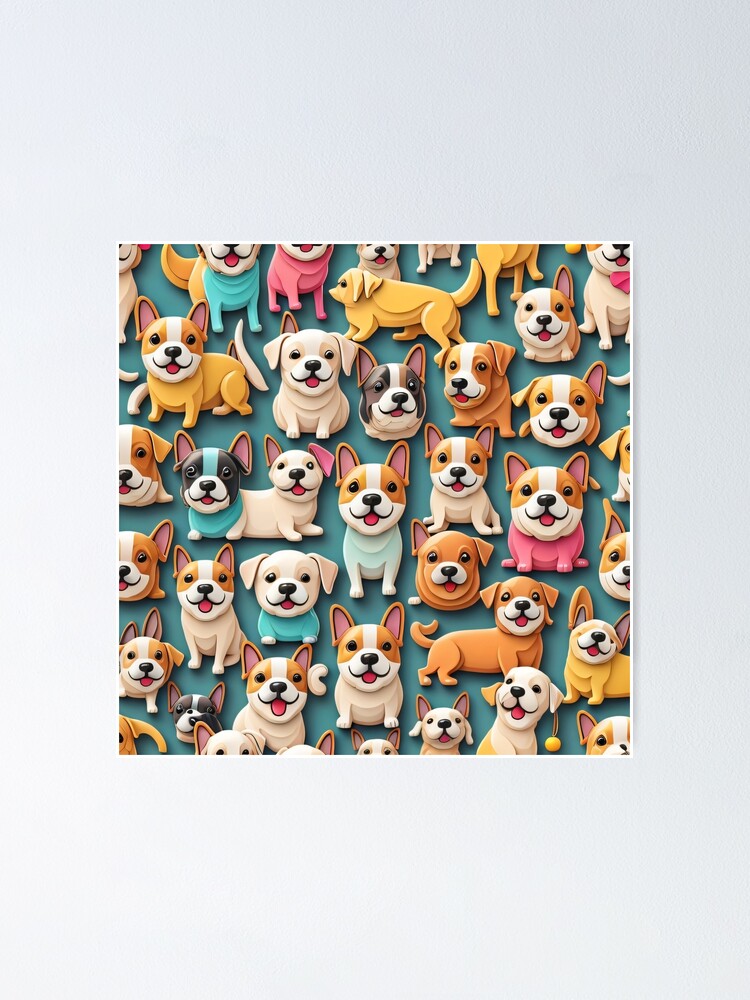 Imagen 1 de 3, Póster con la obra Pattern of lovely dog 5, diseñada y vendida por SpecialForceART.