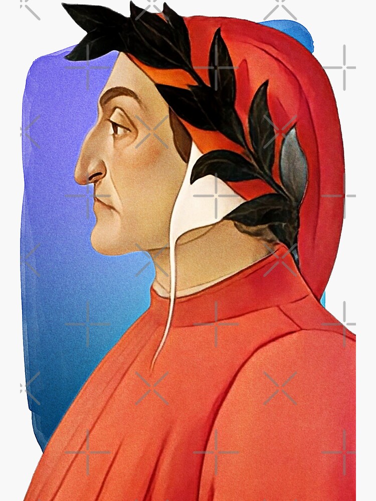 Poeta italiano Dante Alighieri ilustraci n Pegatina