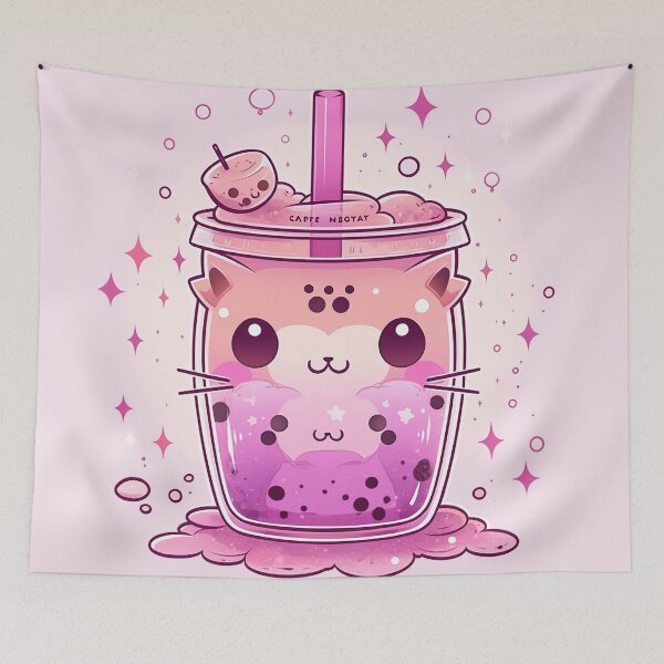 Item preview, Bubble Tea Neko - Dragon Fruit Marshmallow designed and sold by SnarkyDoodles.