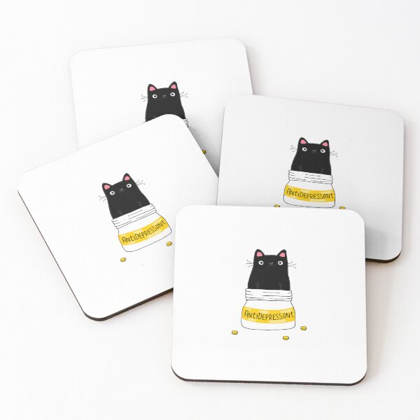 Item preview, FUR ANTIDEPRESSANT . Cute black cat illustration. A gift for a pet lover. Classic   designed and sold by GeorHardy.