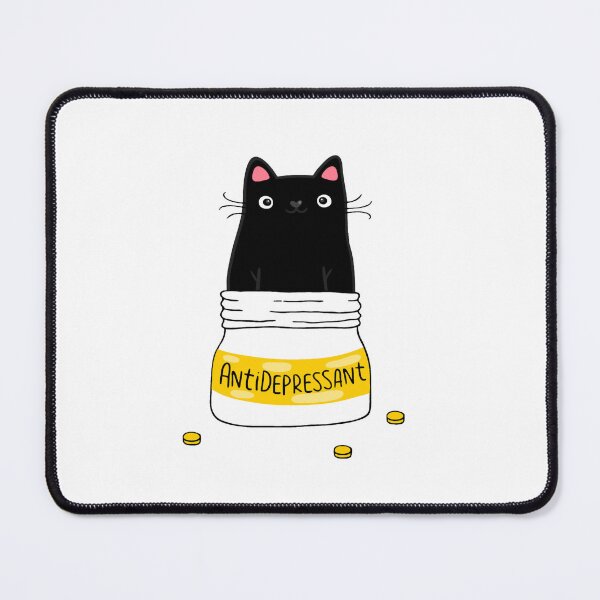 Item preview, FUR ANTIDEPRESSANT . Cute black cat illustration. A gift for a pet lover. Classic   designed and sold by GeorHardy.