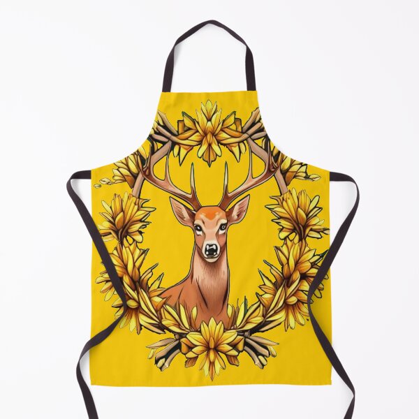 Item preview, A White Tailed Deer Surrounded By Goldenrod Nebraska State Tattoo Art designed and sold by taiche.