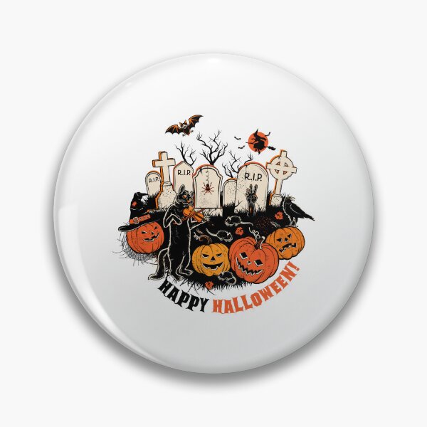 Artikelvorschau, Halloween scene with a circle of gravestones, a witch-hat pumpkin, and a spooky pumpkin entworfen und verkauft von quanlh.