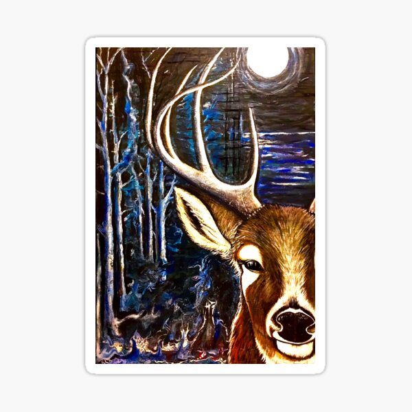 Deer at Midnight Sticker
