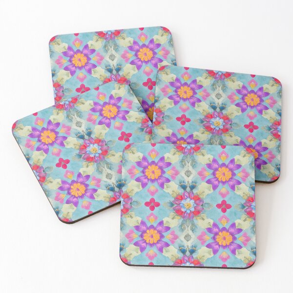 Item preview, Floral geometric pattern illustration with lilac and blue colors designed and sold by ArtyBuys.