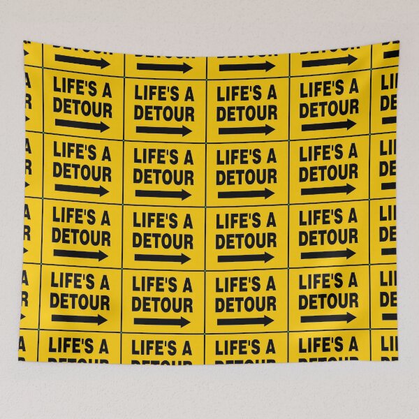 Item preview, LIFE'S A DETOUR, Black Lettering and Arrow on Yellow Sign designed and sold by AASparksDesigns.