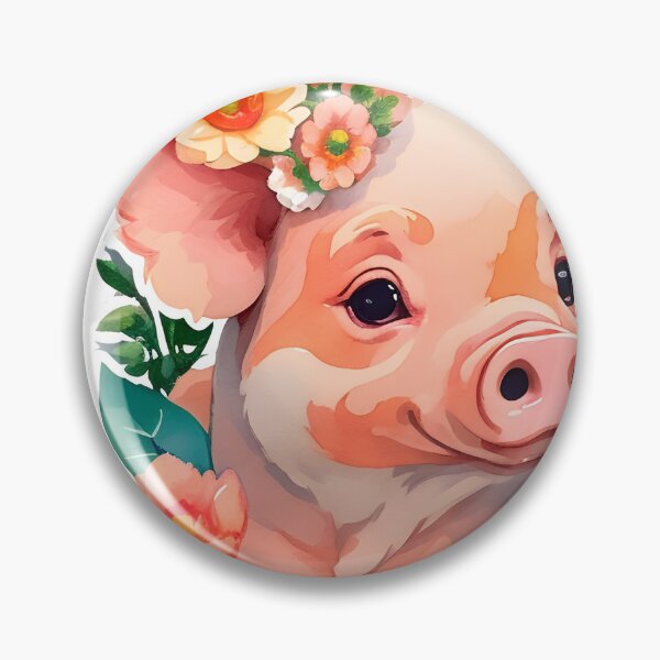 Item preview, Cute pig in flowers designed and sold by DimHel2.