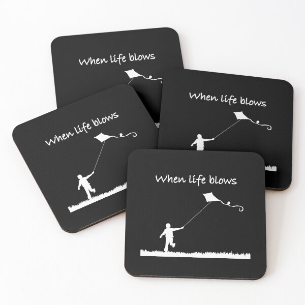 Item preview, When life blows, fly a kite. implicit  version for a dark background designed and sold by Jeeb-Arts.
