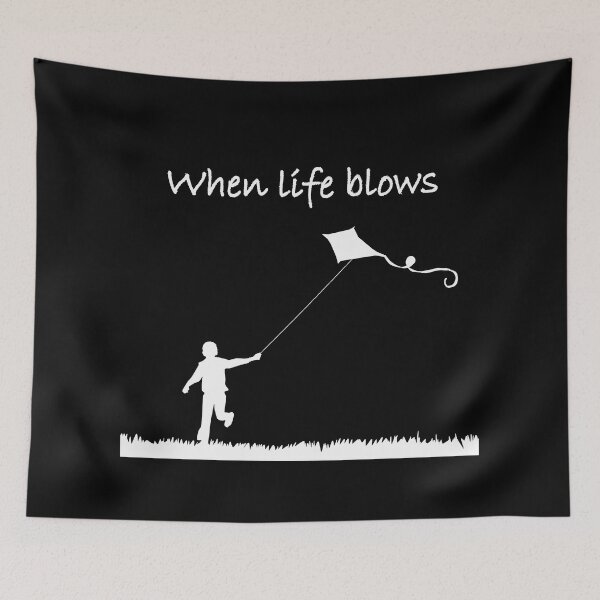 Item preview, When life blows, fly a kite. implicit  version for a dark background designed and sold by Jeeb-Arts.