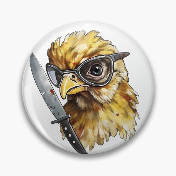 Item preview, Comic chicken chick with a knife. Meme chicken designed and sold by Anastasiia Yurevych.