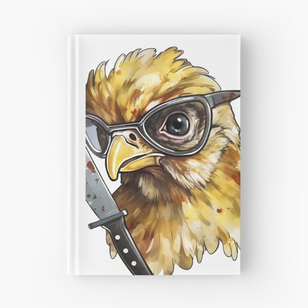 Item preview, Comic chicken chick with a knife. Meme chicken designed and sold by Anastasiia Yurevych.
