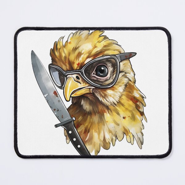 Item preview, Comic chicken chick with a knife. Meme chicken designed and sold by Anastasiia Yurevych.