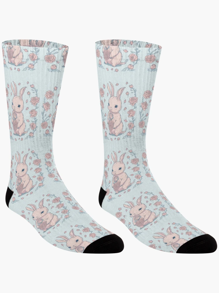 Thumbnail 3 of 5, Socks, Joyful Rabbit & Roses designed and sold by pigipeach.